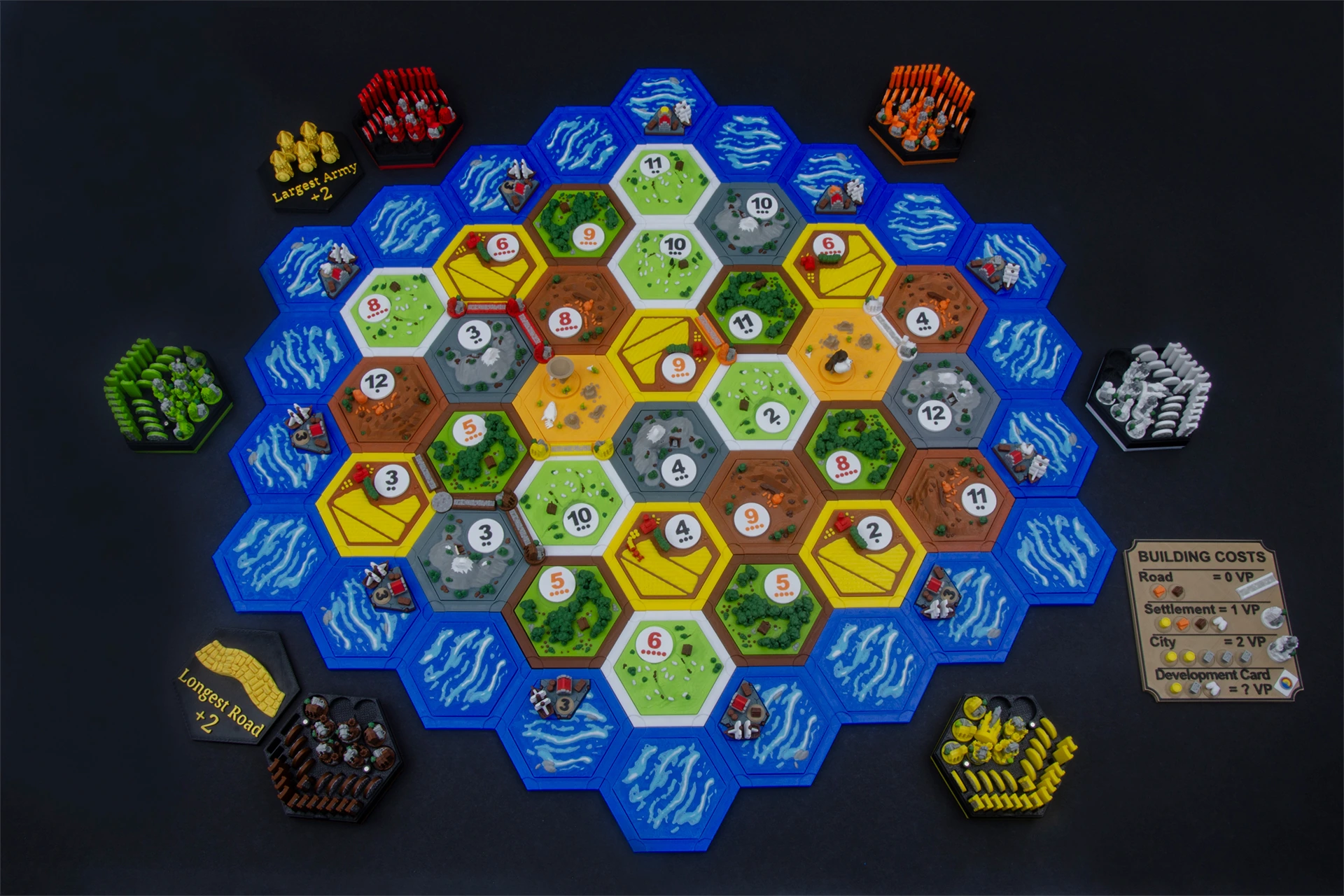 DELUXE Settler of Catan 3D upgrade kit for 3-6 players (sturdy hard plastic box)